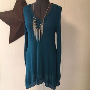 💐a.n.a. Lightweight Teal V-Neck Tunic💐